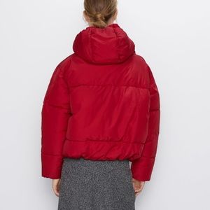 zara red puffer